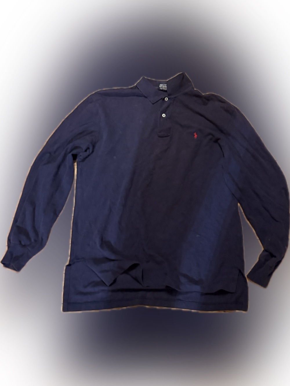 Ralph Lauren Navy Long-Sleeve Polo with Red Pony Embroidery